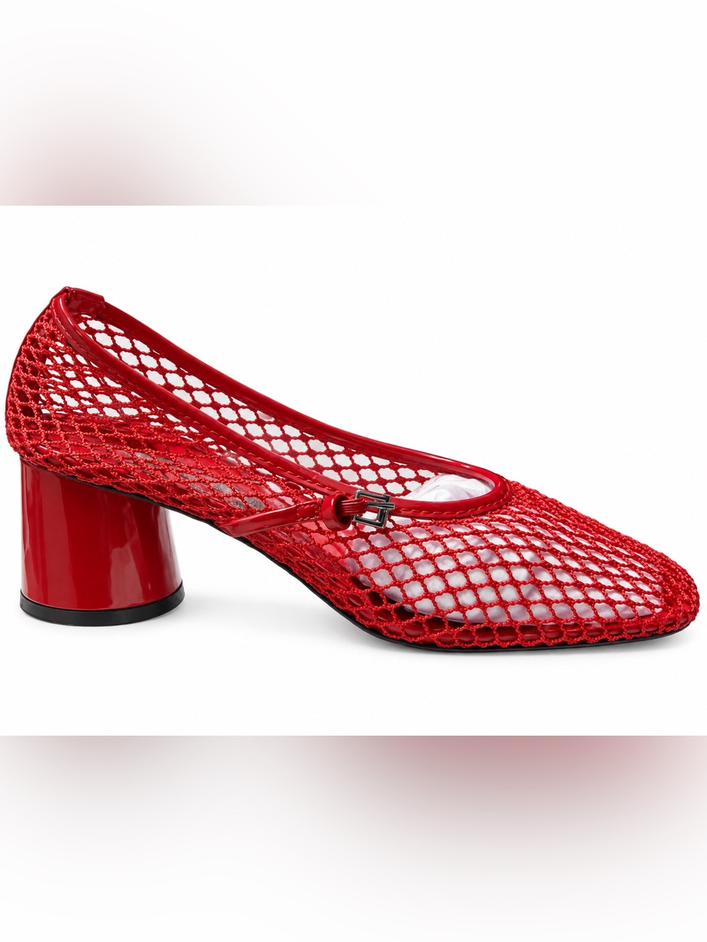 Steve Madden Red Mesh Mary Jane Block Heel